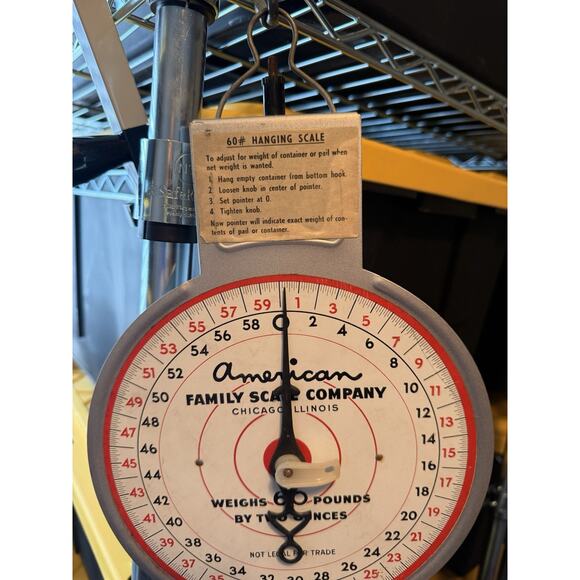 Vintage American Family Scale Co. Chicago Hanging Basket Scale 60lb Red - Picture 2 of 3